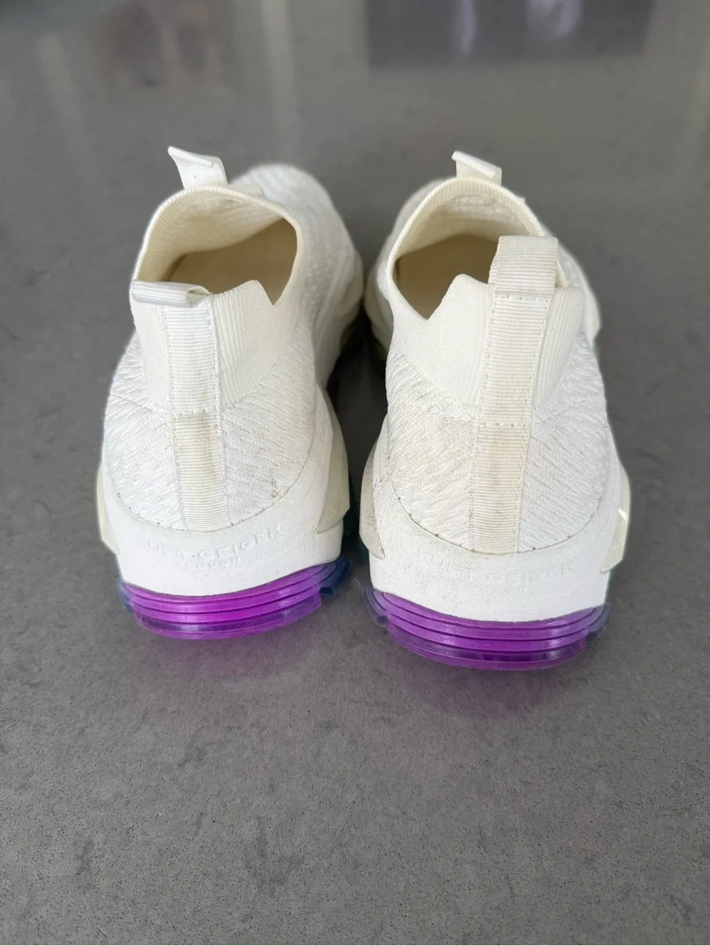 Kurt Geiger White Slip-On Sneakers with Rainbow Logo 8 Excellent condition - Picture 3 of 7
